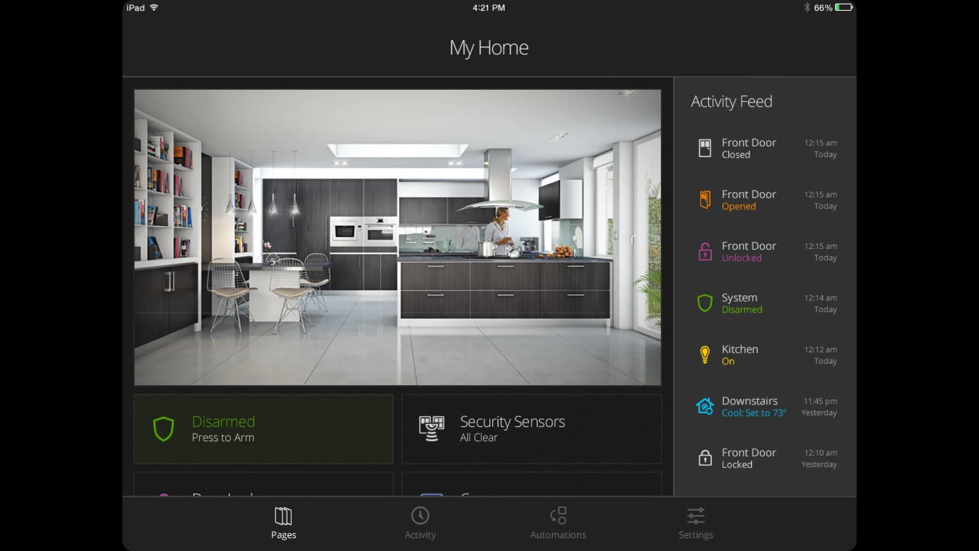 iControl platform screens